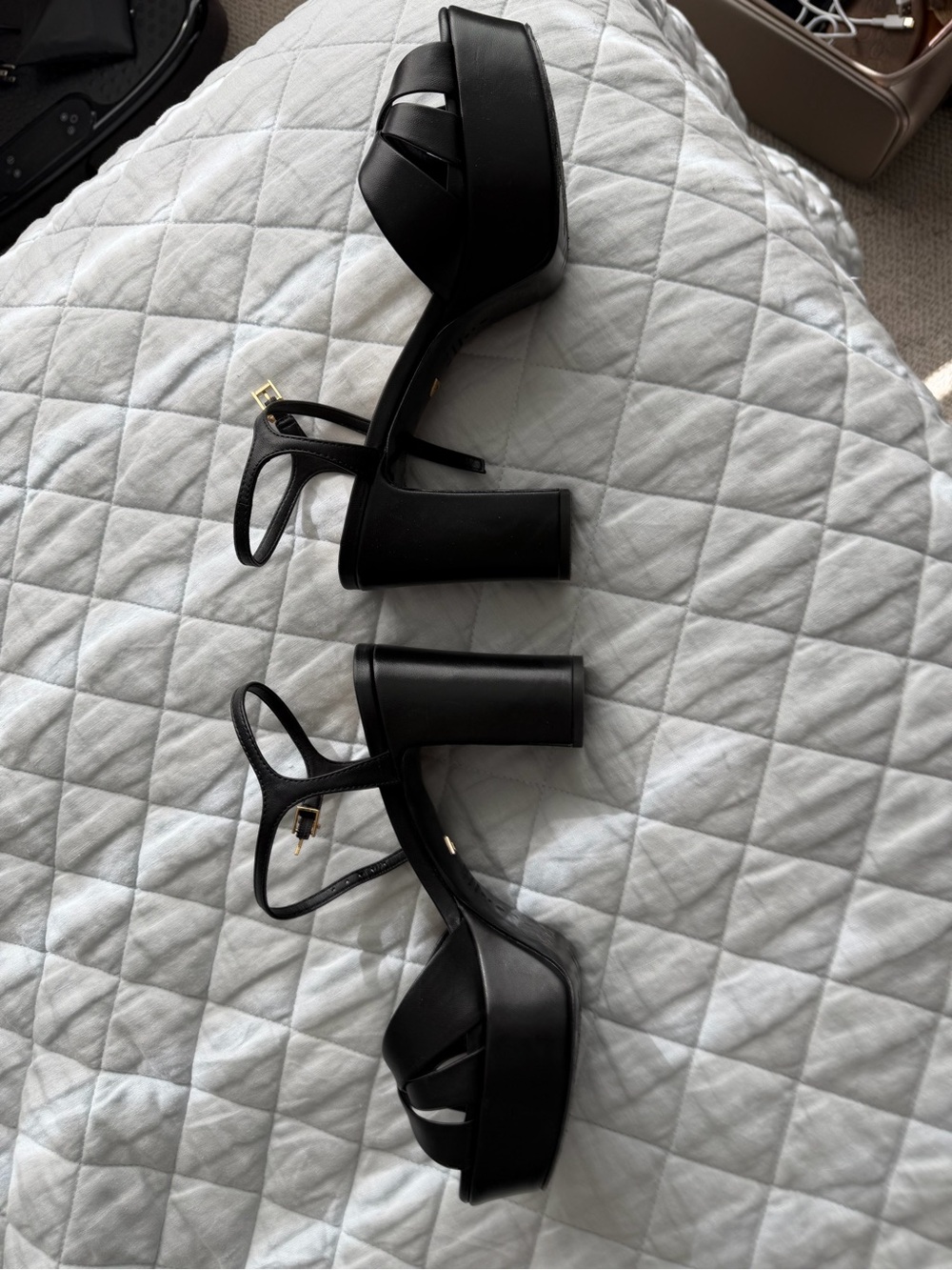 SCHUTZ Black Leather Crossover Slingback Heels - Picture 5 of 5
